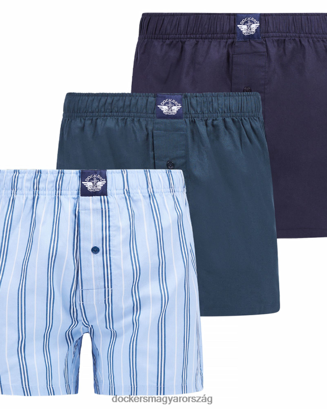 Dockers férfiak pamut szövésű boxerek, 3 db P840P913 kiegészítők kék csík