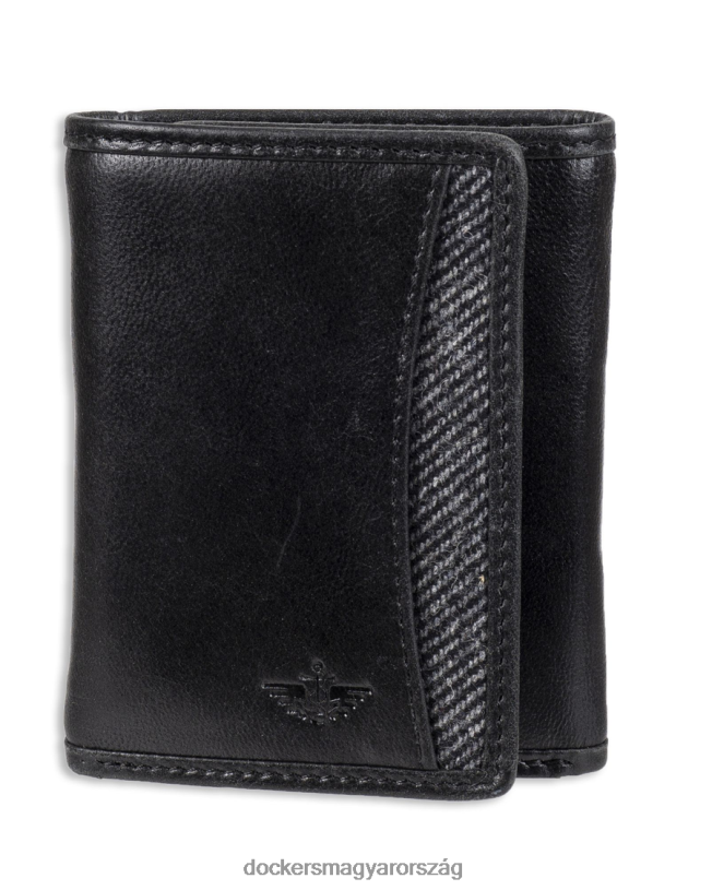 Dockers férfiak extra kapacitású háromrészes halszálkás pénztárca P840P906 kiegészítők fekete