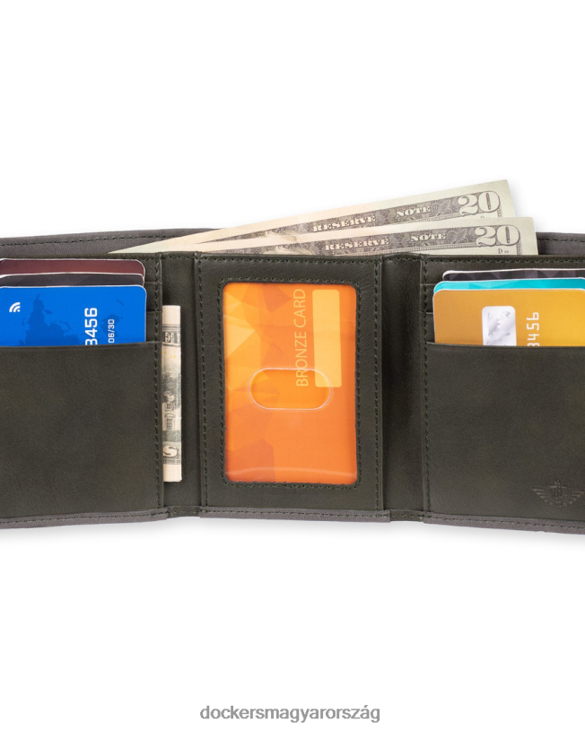 Dockers férfiak háromrészes pénztárca számlaelválasztóval P840P950 kiegészítők Oliva zöld