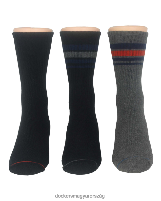 Dockers férfiak 1/2 párnás bordás zokni mintával, 3 csomag P840P925 kiegészítők szürke fekete