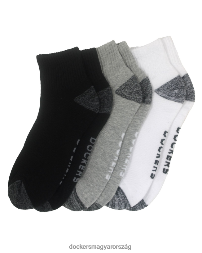Dockers férfiak 1/2 párna negyed zokni, 3 csomag P840P922 kiegészítők fekete/fehér/szürke