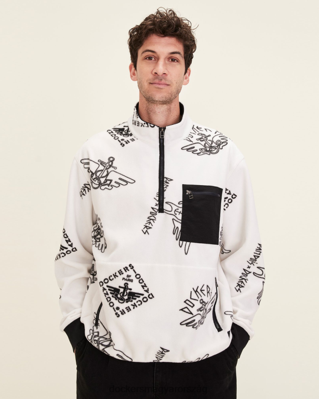Dockers férfiak dandois félcipzáras polár polár P840P347 ruházat kócsag - fehér