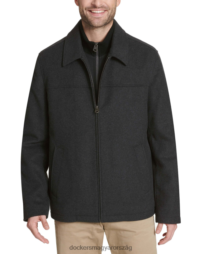 Dockers férfiak gyapjúkeverék kabát, normál szabású P840P773 ruházat szén - fekete