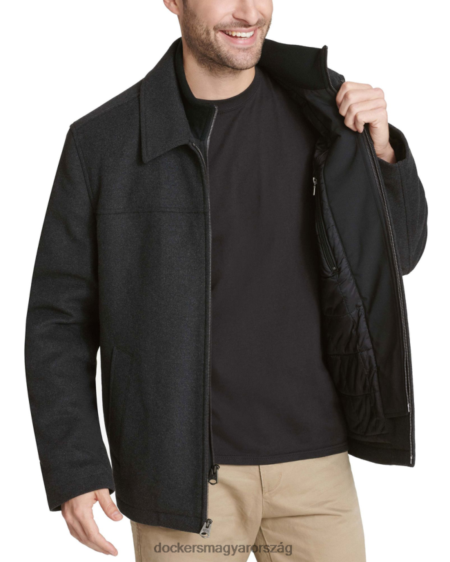 Dockers férfiak gyapjúkeverék kabát, normál szabású P840P773 ruházat szén - fekete