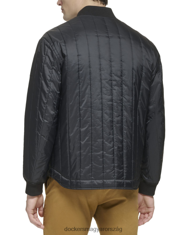 Dockers férfiak újrahasznosított nylon csatornás steppelt bomber kabát P840P206 ruházat fekete
