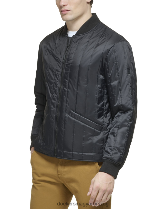 Dockers férfiak újrahasznosított nylon csatornás steppelt bomber kabát P840P206 ruházat fekete