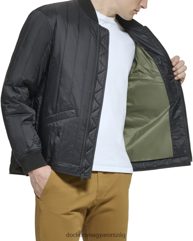 Dockers férfiak újrahasznosított nylon csatornás steppelt bomber kabát P840P206 ruházat fekete