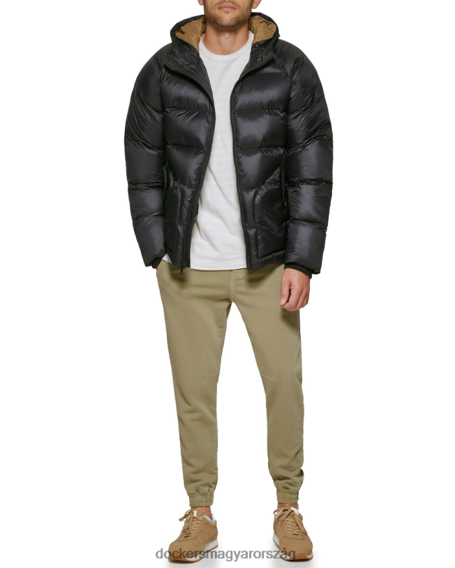 Dockers férfiak újrahasznosított nylon puffer parka P840P584 ruházat fekete