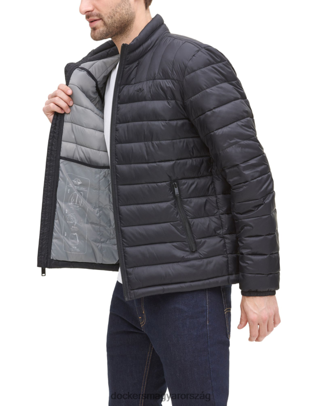 Dockers férfiak könnyű nylon csomagolható kabát P840P294 ruházat fekete