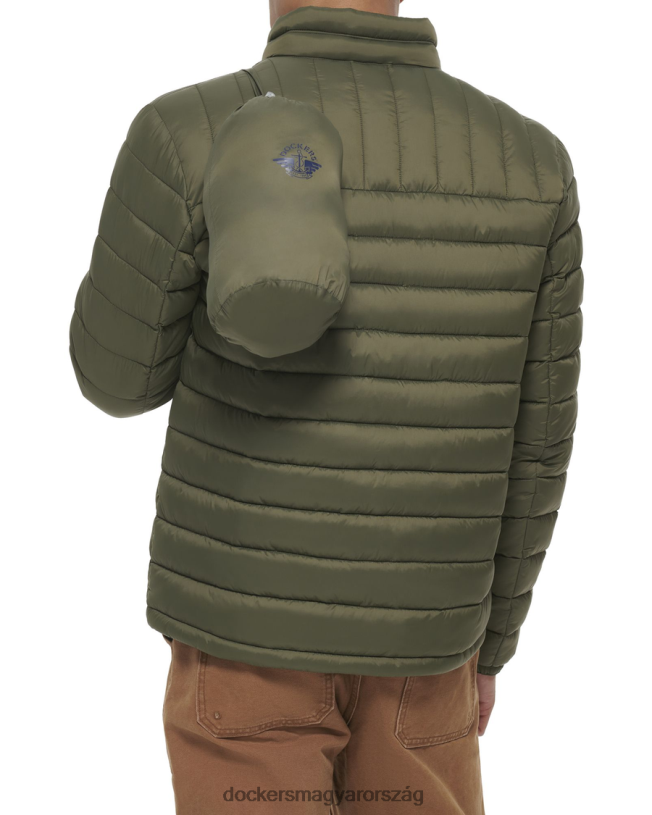 Dockers férfiak könnyű nylon csomagolható kabát P840P296 ruházat Oliva zöld
