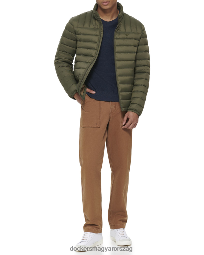 Dockers férfiak könnyű nylon csomagolható kabát P840P296 ruházat Oliva zöld