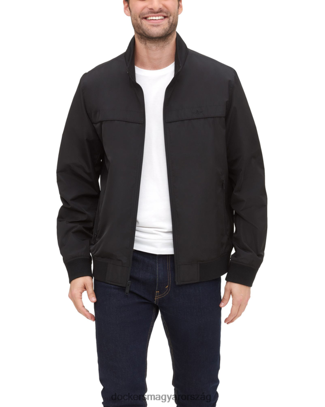 Dockers férfiak Állványgalléros bombázó, szabályos szabású P840P855 ruházat fekete