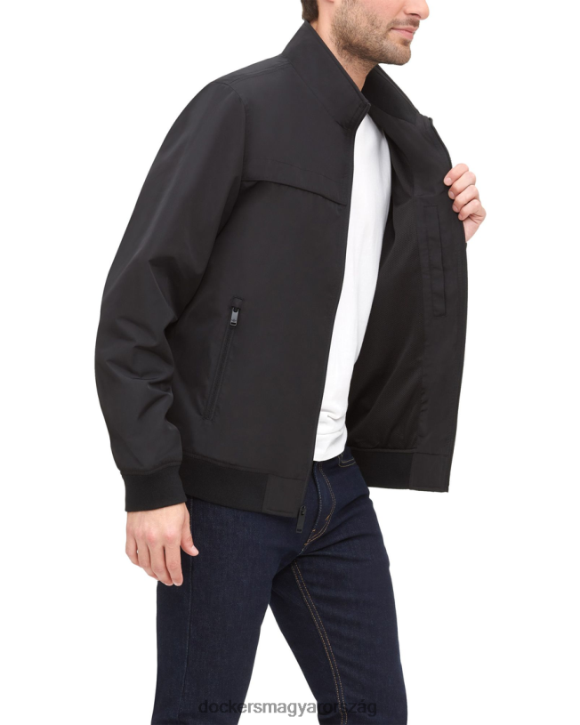 Dockers férfiak Állványgalléros bombázó, szabályos szabású P840P855 ruházat fekete