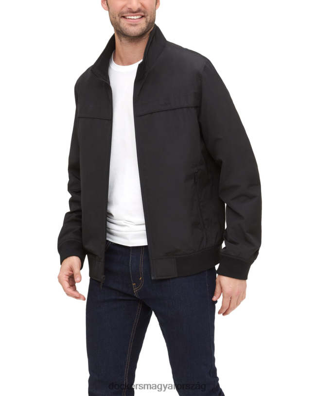 Dockers férfiak Állványgalléros bombázó, szabályos szabású P840P855 ruházat fekete