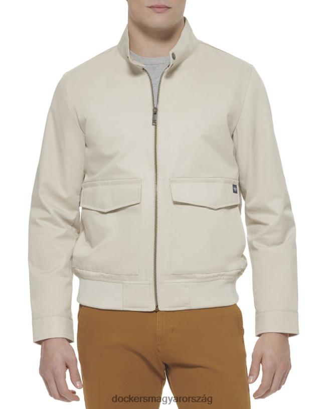 Dockers férfiak poli pamut twill barracuda bombázó harrington zsebekkel P840P638 ruházat szaharai khaki