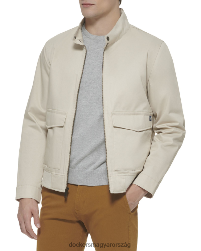 Dockers férfiak poli pamut twill barracuda bombázó harrington zsebekkel P840P638 ruházat szaharai khaki