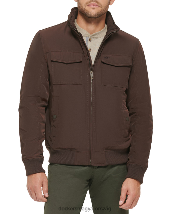 Dockers férfiak polytwill 2 zsebes katonai bombázó kabát P840P801 ruházat fekete kávé - barna