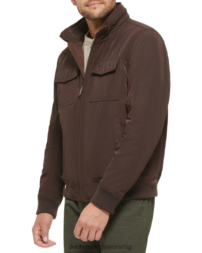 Dockers férfiak polytwill 2 zsebes katonai bombázó kabát P840P801 ruházat fekete kávé - barna