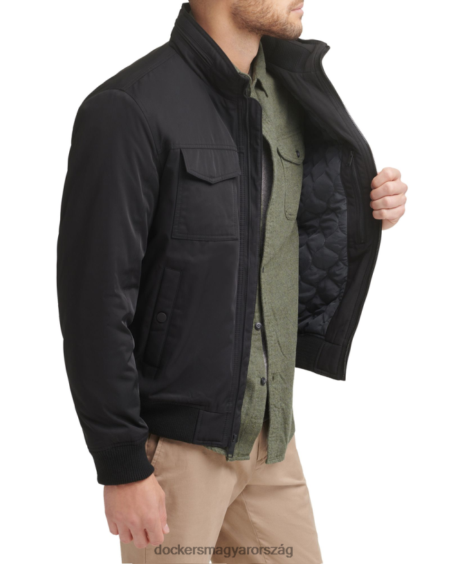 Dockers férfiak polytwill 2 zsebes katonai bombázó kabát P840P802 ruházat fekete