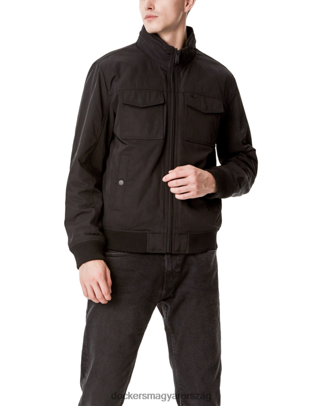 Dockers férfiak polytwill 2 zsebes katonai bombázó kabát P840P802 ruházat fekete
