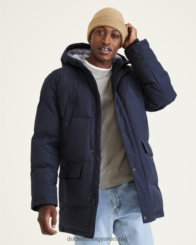 Dockers férfiak steppelt sarki kapucnis parka P840P411 ruházat sötétkék