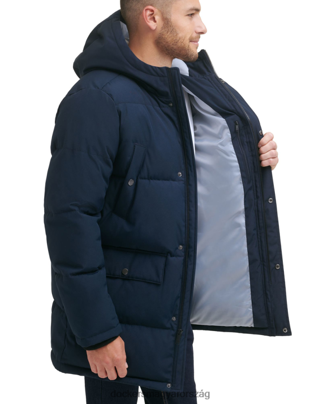Dockers férfiak steppelt sarki kapucnis parka P840P411 ruházat sötétkék