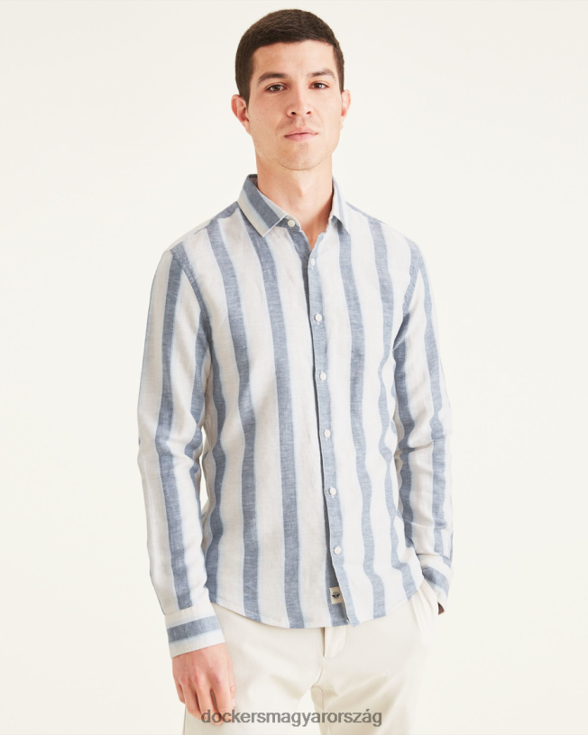 Dockers férfiak Alfa terített galléros ing, karcsú fazon P840P861 ruházat tullis naplemente kék