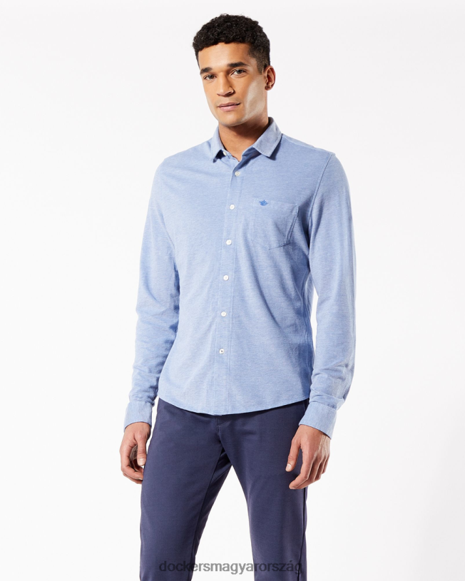 Dockers férfiak alfa gombos ing, karcsú fazon P840P721 ruházat delft - kék