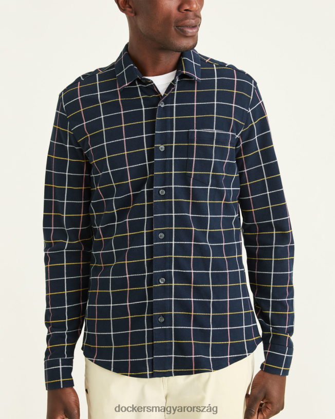 Dockers férfiak alfa gombos ing, karcsú fazon P840P722 ruházat pembroke - kék