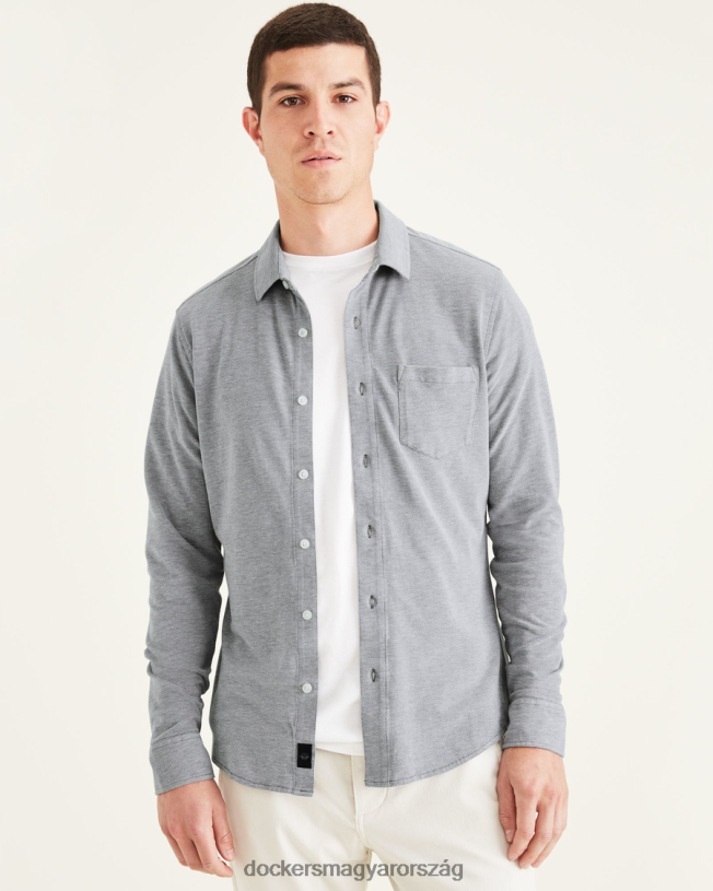 Dockers férfiak alfa gombos ing, karcsú fazon P840P723 ruházat forralt bazsalikom - zöld