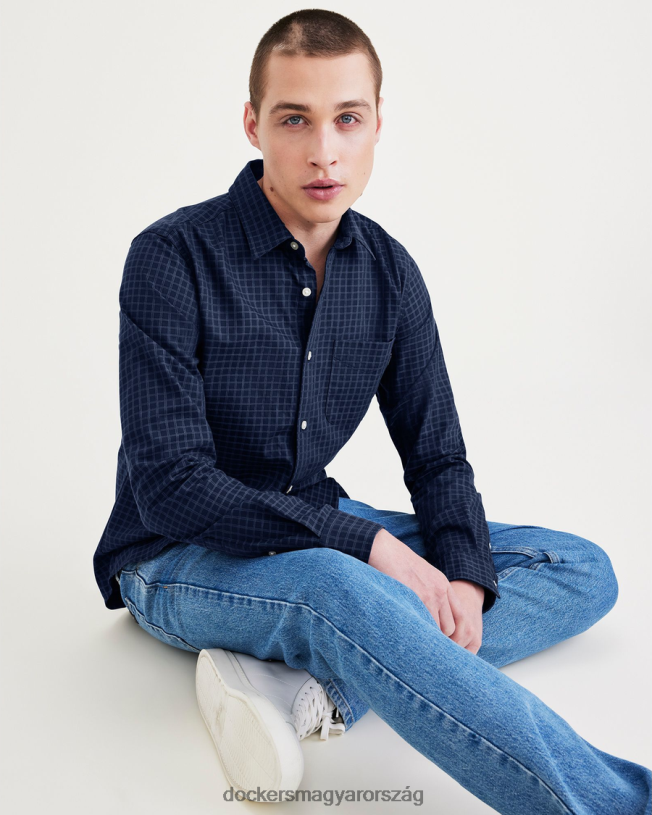 Dockers férfiak eredeti gombos ing, vékony szabású P840P591 ruházat vízi sötétkék blézer - kék