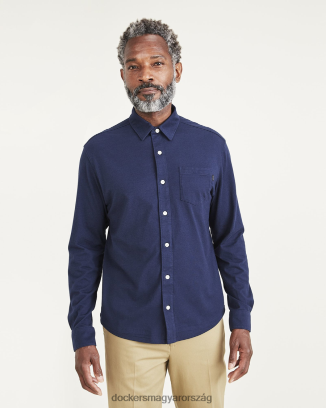 Dockers férfiak gombos kötött ing, normál szabású P840P220 ruházat sötétkék blézer - kék