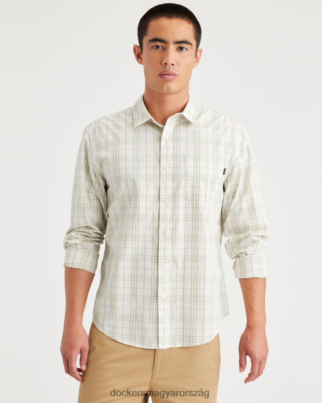 Dockers férfiak hétköznapi ing, normál szabású P840P170 ruházat örökzöld szösz - zöld