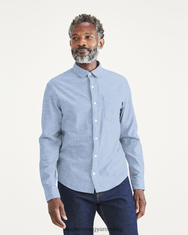 Dockers férfiak hétköznapi ing, normál szabású P840P171 ruházat világoskék savas mosás