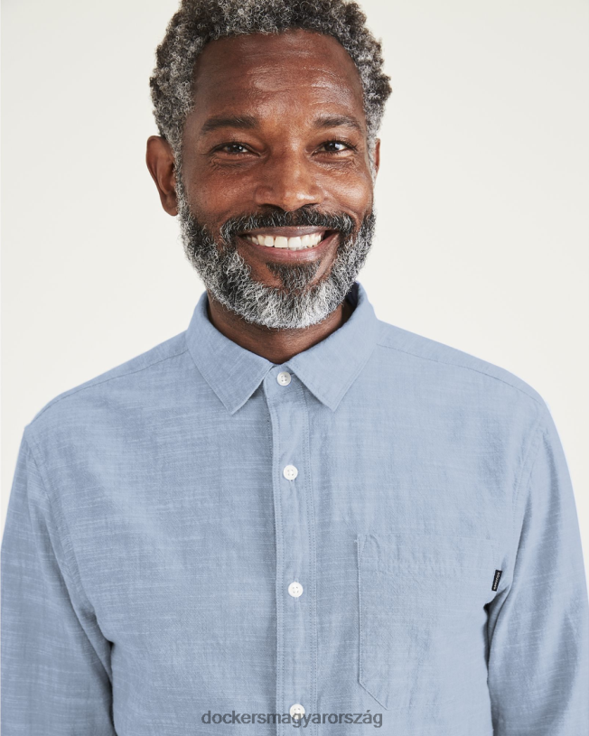 Dockers férfiak hétköznapi ing, normál szabású P840P171 ruházat világoskék savas mosás