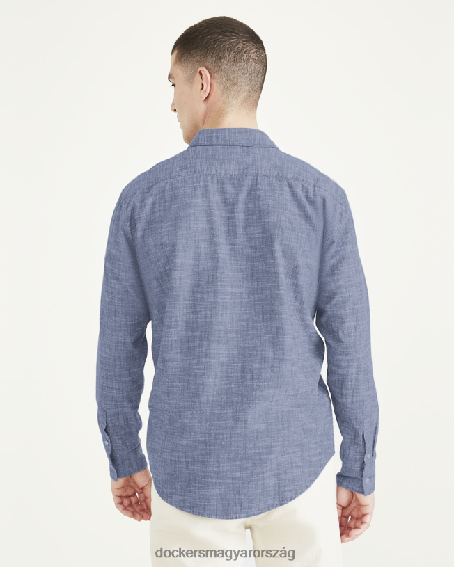Dockers férfiak hétköznapi ing, normál szabású P840P172 ruházat sötétkék savas mosás - kék
