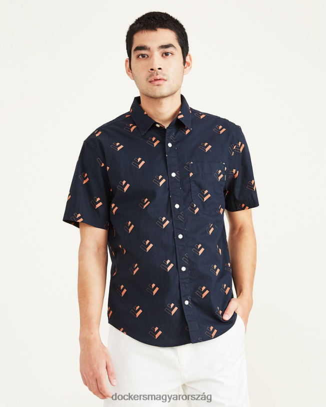 Dockers férfiak mosott poplin ing, normál szabású P840P571 ruházat sötétkék blézer - kék