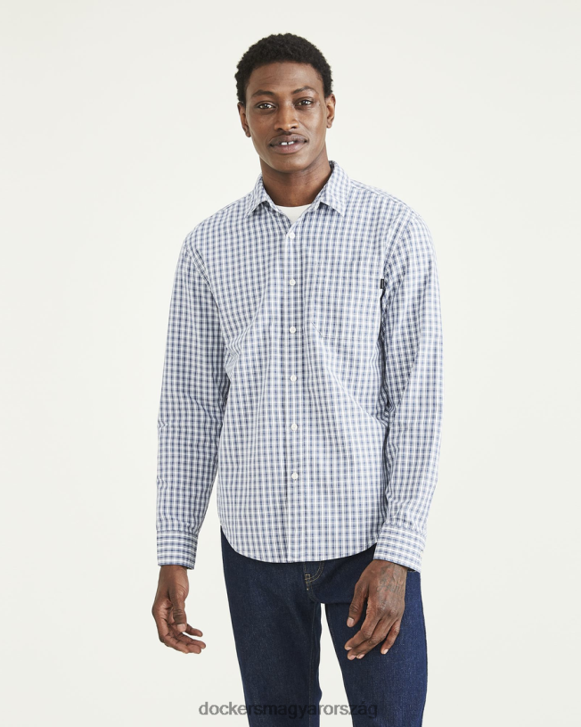 Dockers férfiak mosott poplin ing, normál szabású P840P625 ruházat vintage indigó - kék