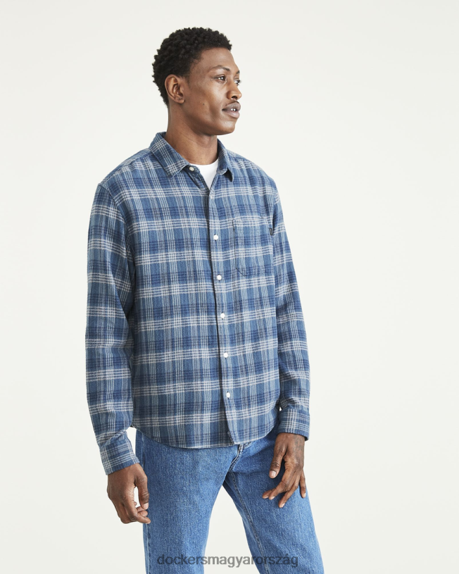 Dockers férfiak mosott poplin ing, normál szabású P840P629 ruházat varázslatos erdő - zöld