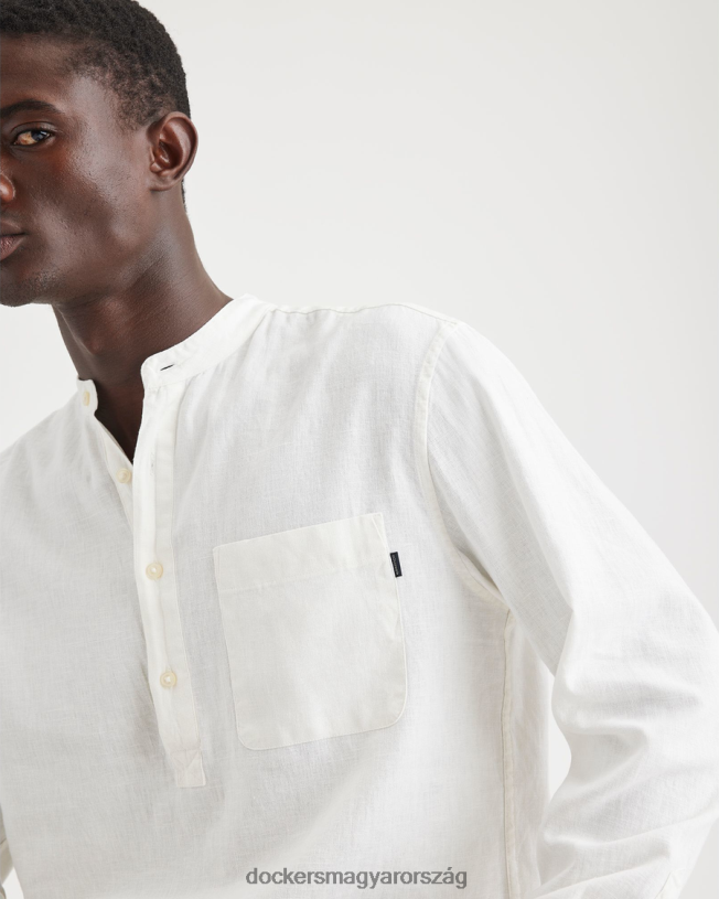 Dockers férfiak popover szalaggalléros ing, normál szabású P840P120 ruházat festetlen pamutvászon - cser