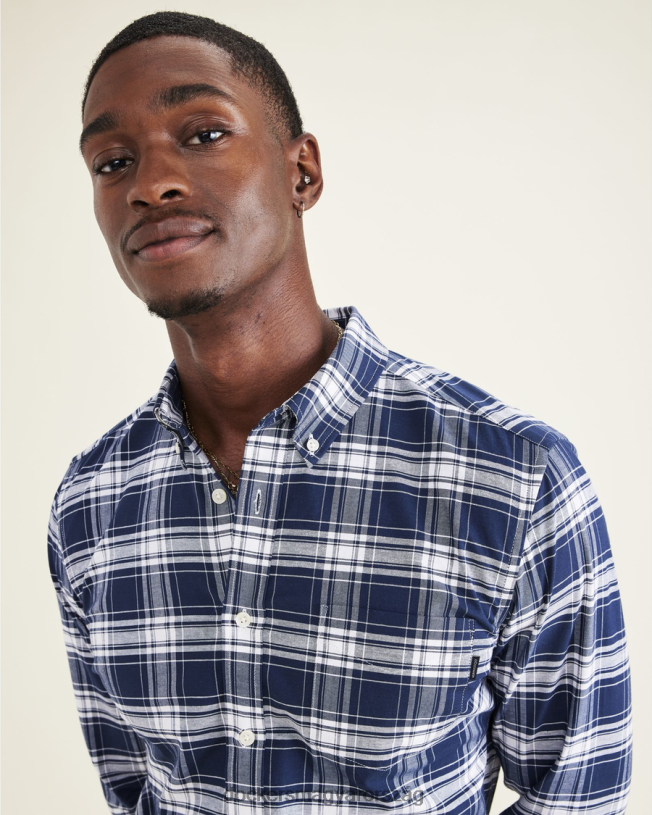 Dockers férfiak sztreccs oxford ing, vékony szabású P840P687 ruházat sötétkék blézer - kék