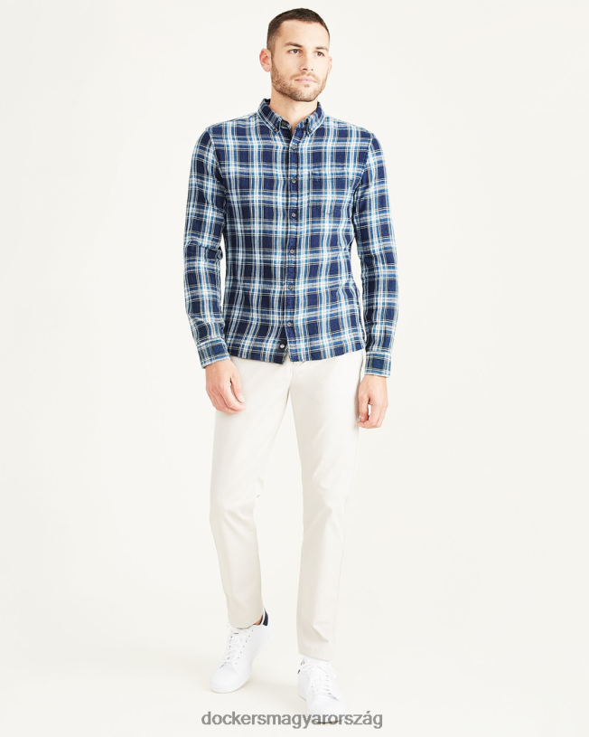 Dockers férfiak sztreccs oxford ing, vékony szabású P840P688 ruházat kis folyó indigó - kék