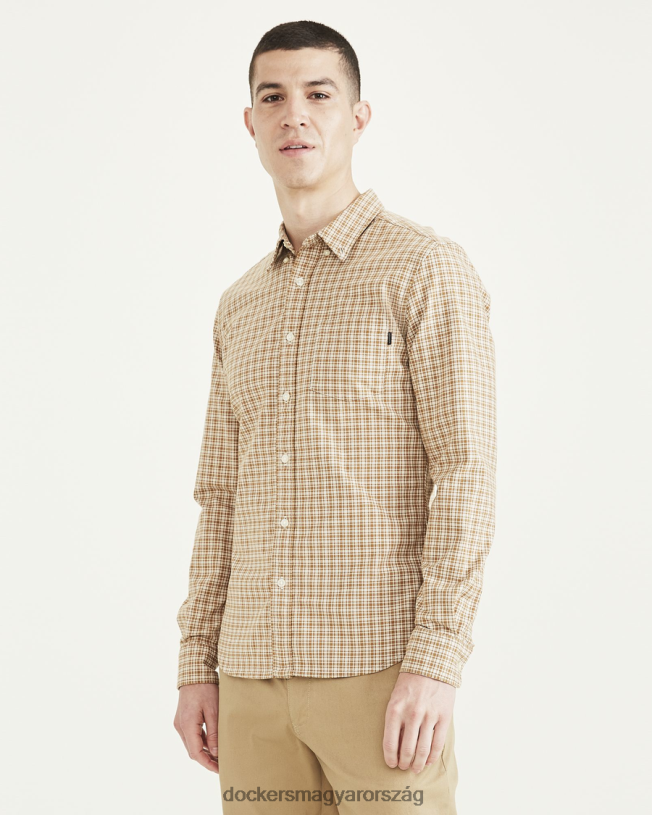 Dockers férfiak sztreccs oxford ing, vékony szabású P840P689 ruházat petaluma sahara khaki
