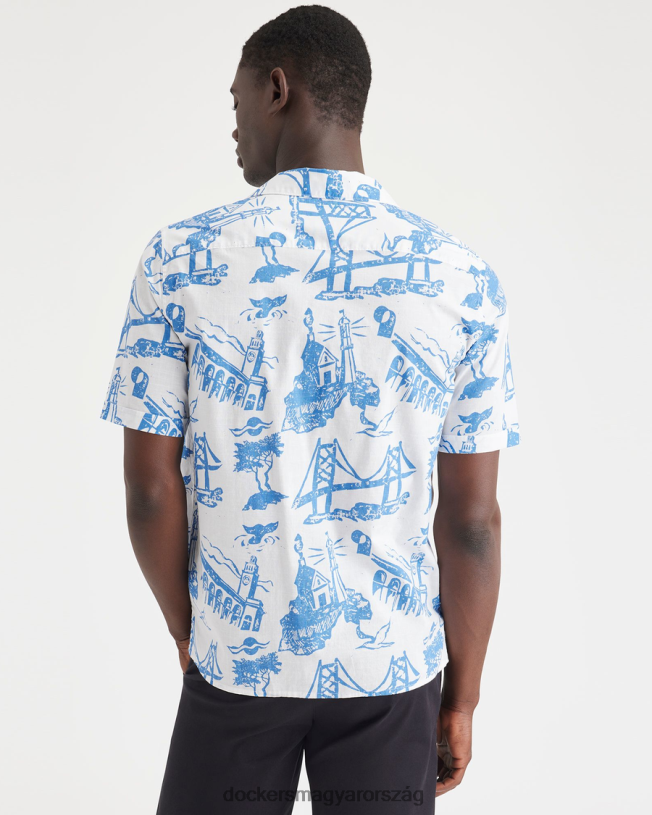 Dockers férfiak tábori galléros ing, normál szabású P840P126 ruházat kiemeli a kerámia kéket