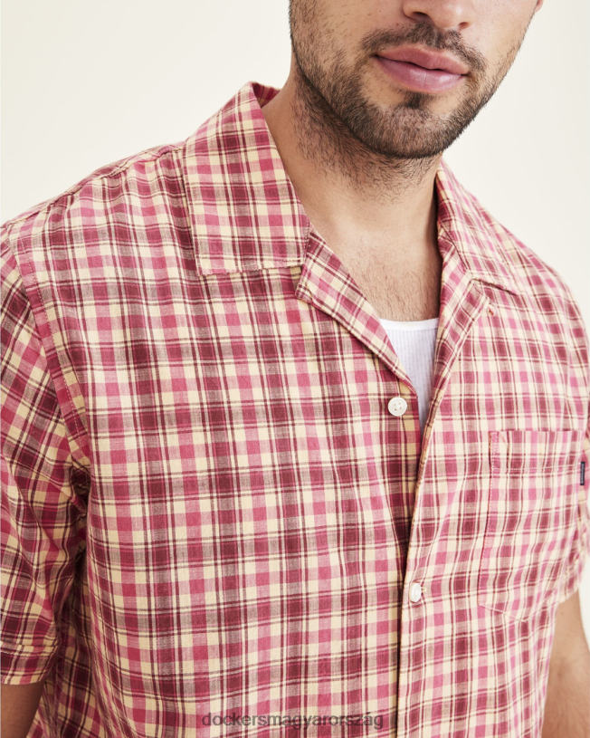 Dockers férfiak tábori galléros ing, normál szabású P840P128 ruházat fűszerezett alma - piros