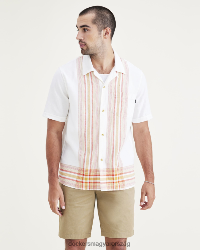 Dockers férfiak tábori galléros ing, normál szabású P840P192 ruházat vörös agyag