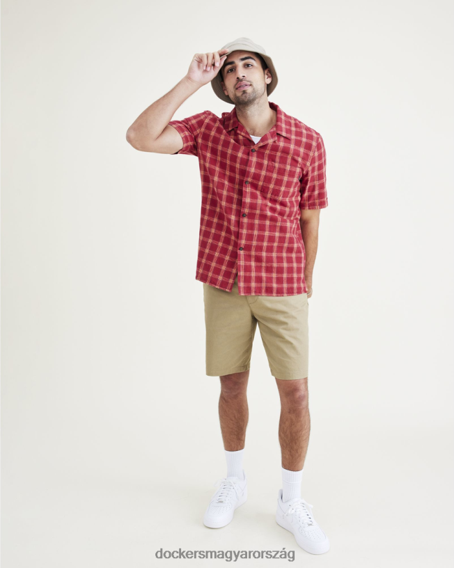 Dockers férfiak tábori galléros ing, normál szabású P840P193 ruházat piros