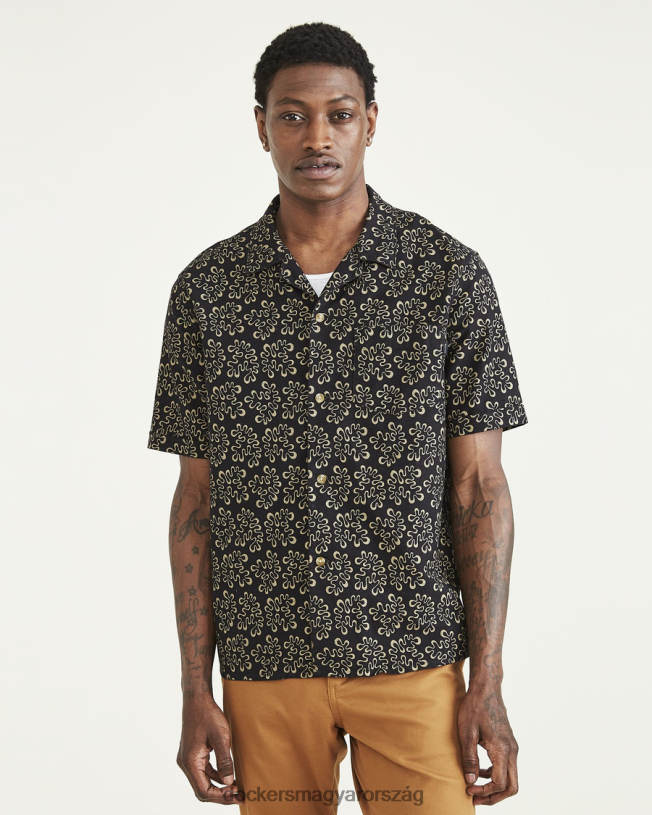 Dockers férfiak tábori galléros ing, normál szabású P840P530 ruházat gyönyörű fekete