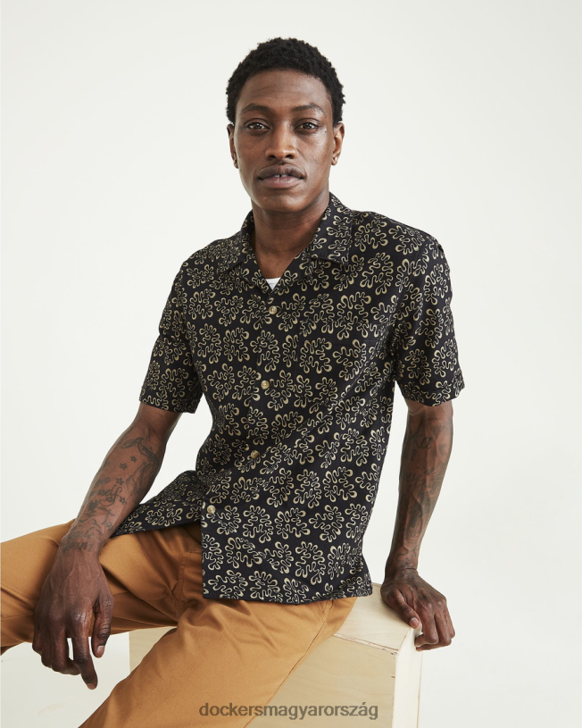 Dockers férfiak tábori galléros ing, normál szabású P840P530 ruházat gyönyörű fekete