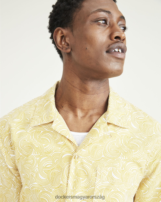 Dockers férfiak tábori galléros ing, normál szabású P840P565 ruházat talmi - sárga